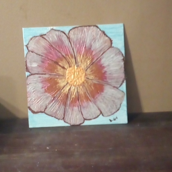 Hand Painted Floral Painting - Size 10"X10" - Picture 3 of 4